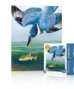 New York Puzzle Birds & Wildlife | Belted Kingfisher Mini 100 Piece Mini Puzzle