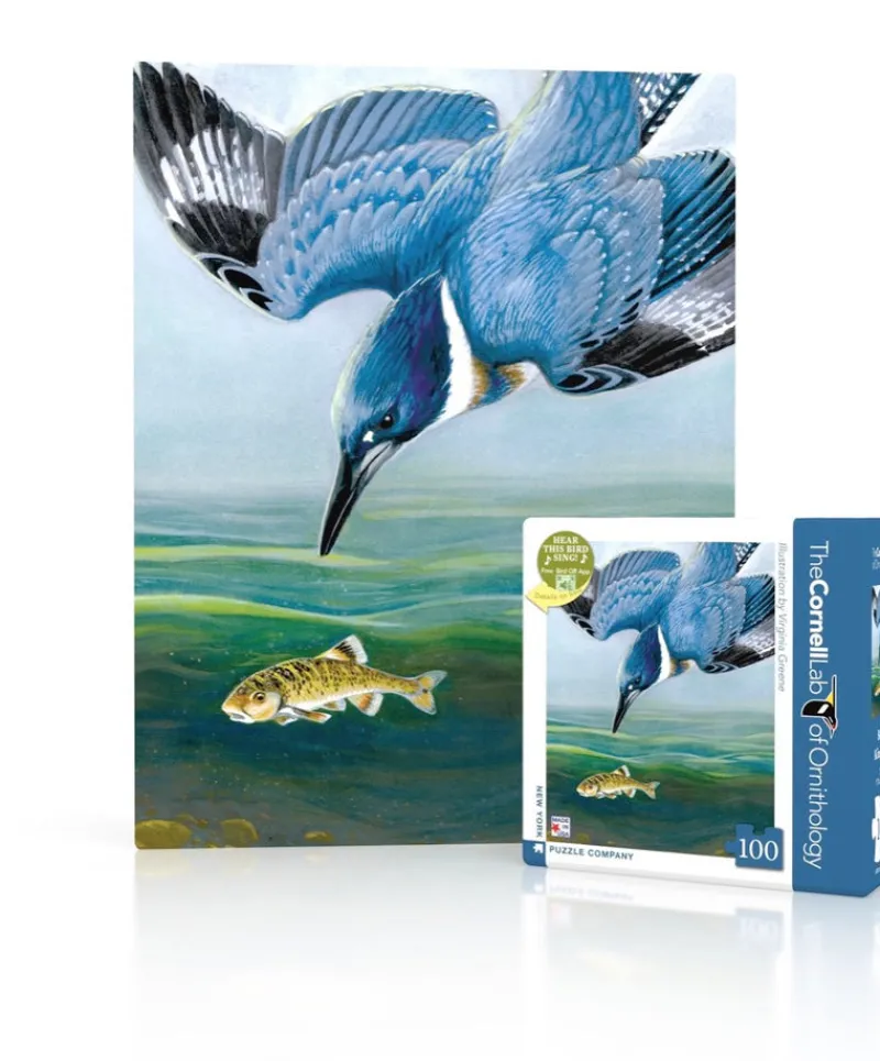 New York Puzzle Birds & Wildlife | Belted Kingfisher Mini 100 Piece Mini Puzzle