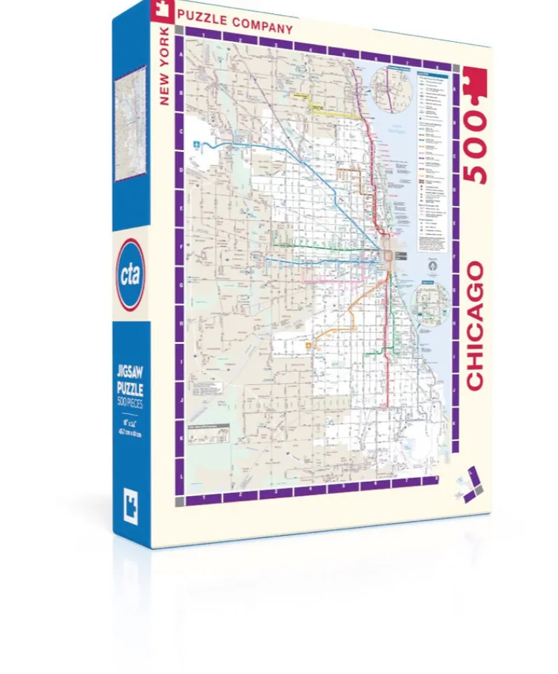 New York Puzzle Travel, Maps & Cities | Chicago Transit Map 500 Piece Jigsaw Puzzle