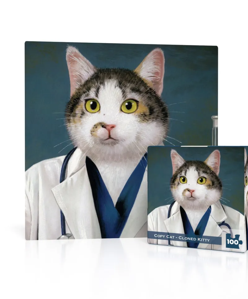 New York Puzzle Pets | Fantasy & Space Travel | Copy Cat - Cloned Kitty Mini 100 Piece Mini Puzzle