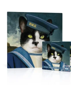 New York Puzzle Pets | Fantasy & Space Travel | Simon - Sailor Cat Mini 100 Piece Mini Puzzle